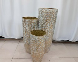 طقم قوار ورد معدن اسود مذهب من الداخل 3 قطع 90 + 73 + 54 سم
